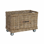 Rattan basket on wheels medium