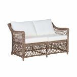 Outdoor 2 seater sofa in synthetic rattan with cushions 