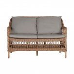 Outdoor 2 seater sofa in synthetic rattan with cushions 