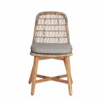 rattan and cane outdoor chair with grey cushion 