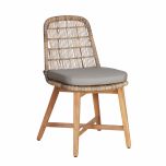 rattan and cane outdoor chair with grey cushion 