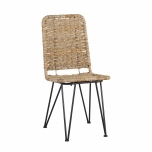 natural wicker dining chair with metal legs