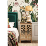 Block & Chisel wooden bedside table with antique mirror detail Château Collection