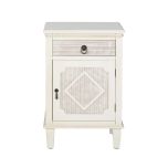 cream bedside with drawer and door