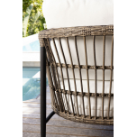 Outdoor armchair with seat and back cushion