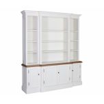 Ecs breakfront bookcase in antique white and weathered oak