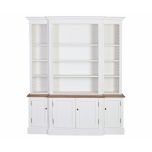 Ecs breakfront bookcase in antique white and weathered oak