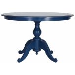 Block & Chisel round weathered oak table with blue lacquer