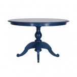 Block & Chisel round weathered oak table with blue lacquer