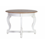 Montpellier Round Table in antique white base and weathered oak top