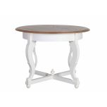 Montpellier Round Table in antique white base and weathered oak top