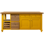 Toulouse kitchen island in yellow and weathered oak 