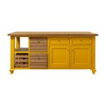 Toulouse kitchen island in yellow and weathered oak 