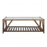 Block & Chisel rectangular solid antique weathered coffee table with a glass top