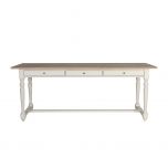 white long writing table or desk with 3 drawers and  wooden top in english country style, made in south africa