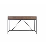 Block & Chisel antique weathered oak desk with matt black wrought iron base