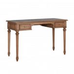 Block and chisel solid weathered oak desk with black inlay