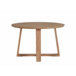 Round outdoor dining table in iroko