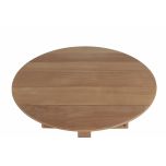 Round outdoor dining table in iroko