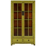 Block & Chisel lime wooden cabinet with glass doors