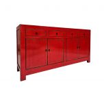 Block and chisel lacquered sideboard with cupboards and drawers