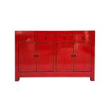 Block and chisel lacquered sideboard with cupboards and drawers