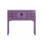 lilac lacquered chinese console with drawers and doors