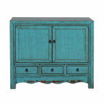 Blue lacquered chinese sideboard with drawers and doors