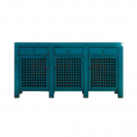Chinese lacquered sideboard with 3 drawers and doors in teal