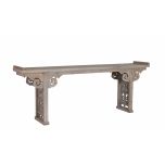 natural finish console with carving detail Indochine collection 