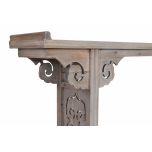 natural finish console with carving detail Indochine collection