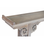 natural finish console with carving detail Indochine collection 