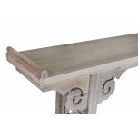 natural finish console with carving detail Indochine collection