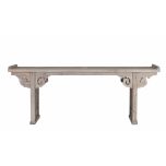 natural finish console with carving detail Indochine collection
