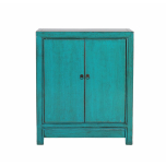 Turquoise lacquered cabinet with cupboard storage