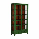 Green lacquered display cabinet with glass doors