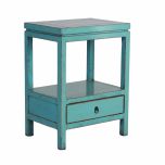 Indochine bedside table with one drawer and open shelf
