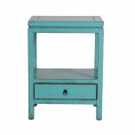 Indochine bedside table with one drawer and open shelf