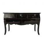 Block and chisel lacquered console table with drawers
