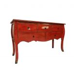 Block and chisel lacquered console table with drawers