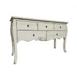 Block and chisel lacquered console table with drawers