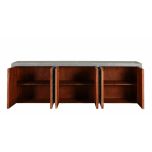 grey sideboard with carved detail on doors indochine collection 