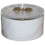 Block & Chisel round white marble box with acrylic lid