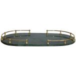 Block & Chisel oval green marble tray with steel frame