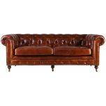 Block & Chisel brown bovine leather chesterfield sofa