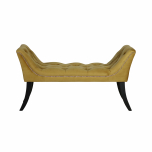 upholstered bedend in gold velvet with button detail