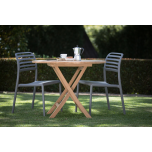 Block & Chisel round teak wood folding dining table