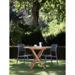 Block & Chisel round teak wood folding dining table
