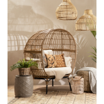 Block & Chisel round rattan nest chair with cushions