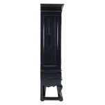 Block & Chisel solid weathered oak drinks cabinet with black lacquer